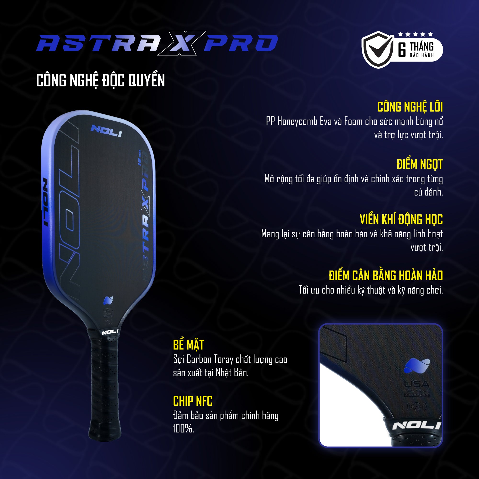 NOLI ASTRA X PRO Pickleball Paddle 16mm
