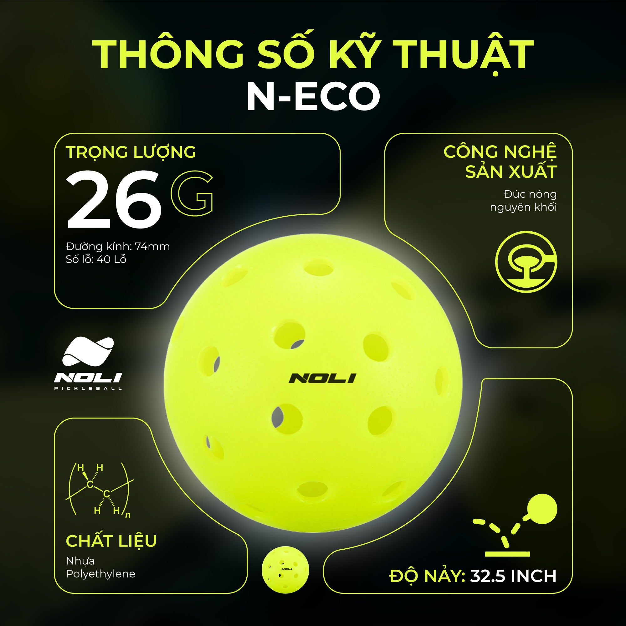 Pickleball Ball N-ECO – Tournament Standard 40 Holes